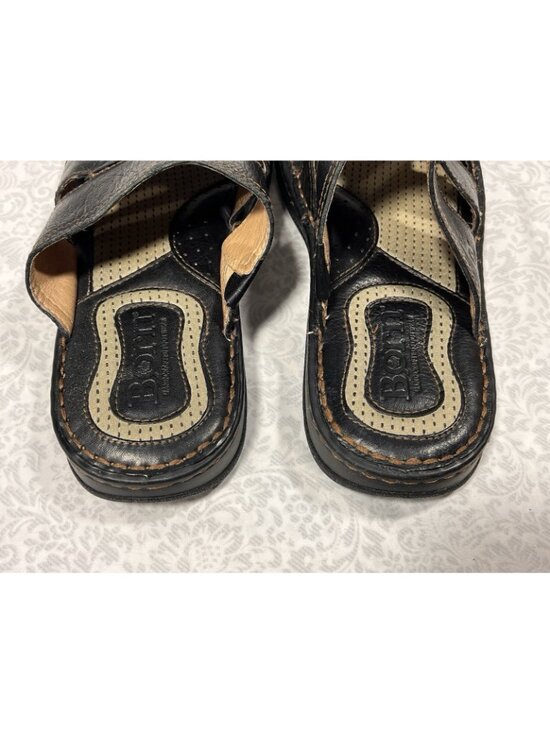 Born Sandals Womens Size US 9 M EU 40.5 Dark Brown Leather Slides Open Toe Flats - Picture 9 of 12